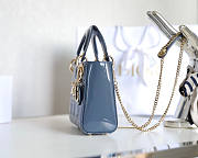 Dior Mini Lady Bag Blue Patent 17x15x7cm - 2