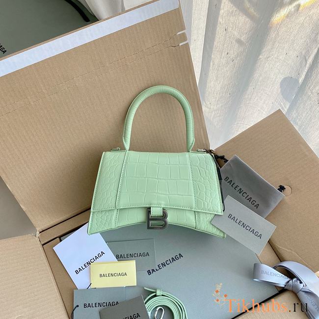 Balenciaga Hourglass Crocodile Light Green 23x10x24cm - 1