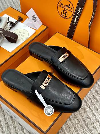 Hermes Black Gold Mules