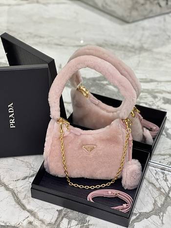 Prada Re-Edition Shearling Mini Bag Pink 22x18x6cm