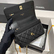 Chanel Wallet On Chain Black Lambskin Wooden Bead Bag 19.5x18x9cm - 3