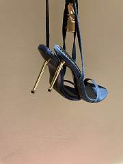 Tom Ford Padlock Leather Sandals Heels Blue Denim 10.5cm - 5