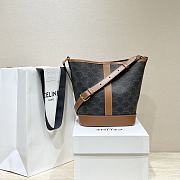 Celine Small Bucket Triomphe Canvas Tan 18x22x13cm - 5