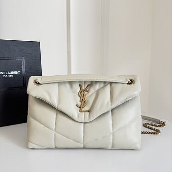 YSL Puffer Shoulder Bag White Gold 29x17x11cm