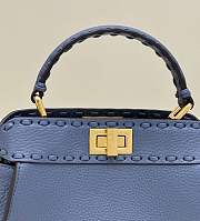 Fendi Peekaboo Mini Blue Selleria Bag 23x18x11cm - 3