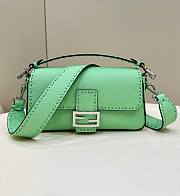 Fendi Baguette Camellia Selleria Bag Green 27x15x6cm - 1