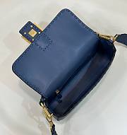 Fendi Baguette Camellia Selleria Bag Blue 27x15x6cm - 5