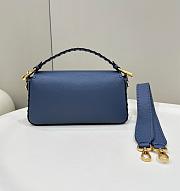 Fendi Baguette Camellia Selleria Bag Blue 27x15x6cm - 3