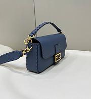 Fendi Baguette Camellia Selleria Bag Blue 27x15x6cm - 2