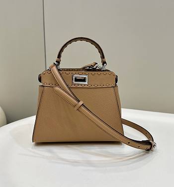 Fendi Peekaboo Mini Beige Selleria Bag 23x18x11cm