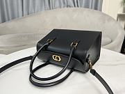 Dior Medium Boston Bag Black Box Calfskin 29x22x15cm - 6