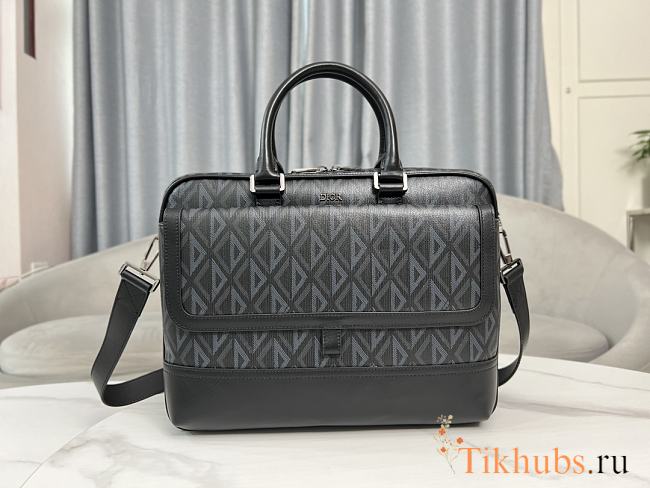 Dior Hit The Road Briefcase Black CD Diamond Canvas 36.5 x 26 x 11 cm - 1