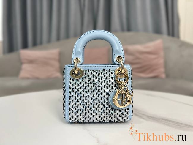 Dior Micro Lady Bag Blue 12x10.2x5cm  - 1