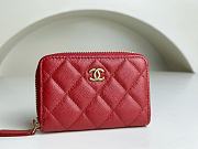 Chanel Classic Zipped Coin Purse Red Gold Caviar 7.5x11x2cm - 1