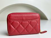 Chanel Classic Zipped Coin Purse Red Gold Caviar 7.5x11x2cm - 3