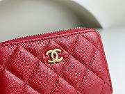 Chanel Classic Zipped Coin Purse Red Gold Caviar 7.5x11x2cm - 2