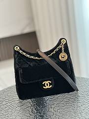 Chanel Small Hobo Bag Velvet Black 22.5x21.5x7cm - 1