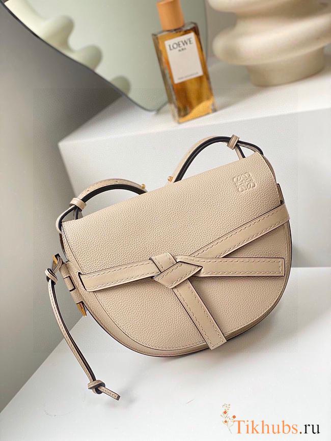 Loewe Gate Mini Leather Shoulder Bag Beige 20x19x12cm - 1