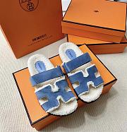 Hermes Sandal Denim Blue White - 1