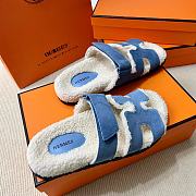 Hermes Sandal Denim Blue White - 5