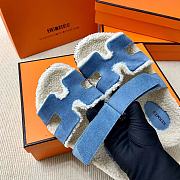 Hermes Sandal Denim Blue White - 4