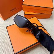 Hermes Black Silver High Heel 7.5cm - 5