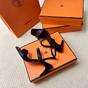 Hermes Black Silver High Heel 7.5cm - 2