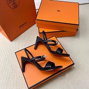 Hermes Black Silver High Heel 7.5cm - 3
