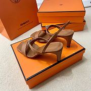 Hermes Brown Silver High Heel 7.5cm - 5