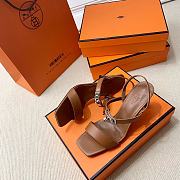Hermes Brown Silver High Heel 7.5cm - 4