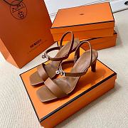 Hermes Brown Silver High Heel 7.5cm - 3