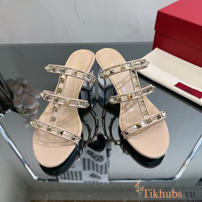 Valentino Garavani Women's Beige Rockstud Sandals 6.5cm - 1