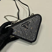 Prada Embellished Satin and Leather Mini Pouch Crystal 15x15x10cm - 4