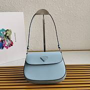 Prada Cleo Brushed Leather Shoulder Bag Blue 22x15.5x4cm - 1