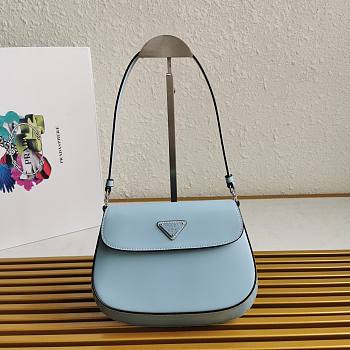 Prada Cleo Brushed Leather Shoulder Bag Blue 22x15.5x4cm