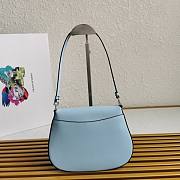 Prada Cleo Brushed Leather Shoulder Bag Blue 22x15.5x4cm - 3