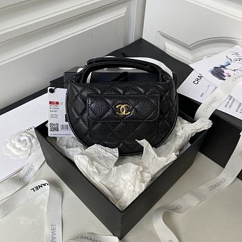 Chanel Black Pouch Caviar Gold 16x16x5.5cm