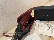 Chanel Small Handle Flap Bag Lambskin Wood Gold Wine Red 21x13.5x6cm - 3