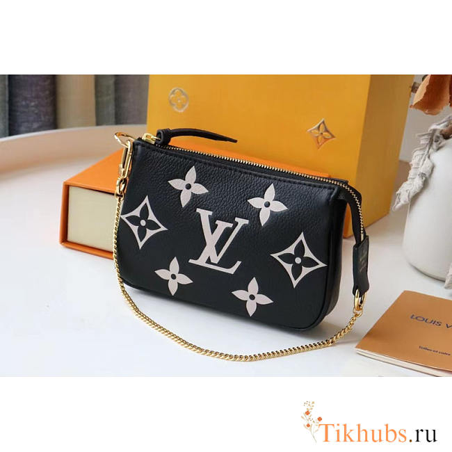 Louis Vuitton LV Mini Pochette Accessories Black Beige 15.5 x 10.5 x 4 cm - 1