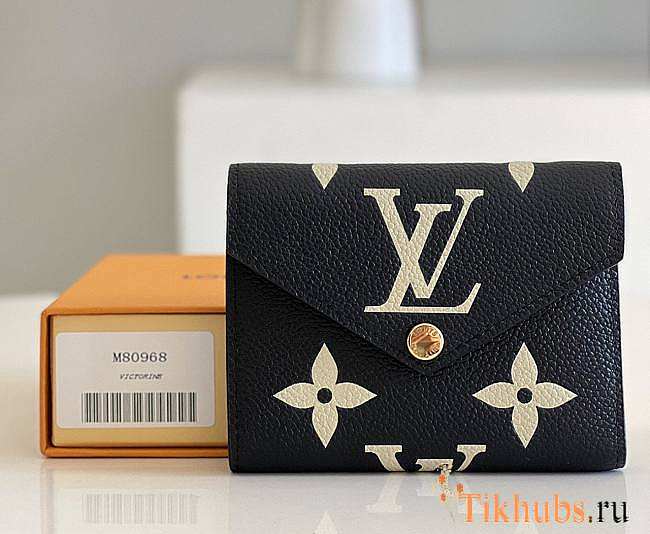 Louis Vuitton LV Victorine Wallet Black and Beige 12x9.5x1.5cm - 1