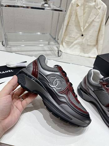 Chanel Red Grey Sneaker