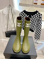 Chanel Rain Khaki Green Boots - 3