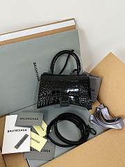 Balenciaga Hourglass Crocodile Black Black Hardware 19cm - 1