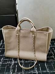 Chanel Shopping Tote Bag Canvas Beige 38x22x13cm - 4