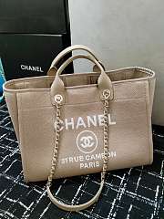 Chanel Shopping Tote Bag Canvas Beige 38x22x13cm - 3