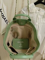 Chanel Shopping Tote Bag Canvas Green 38x22x13cm - 5