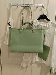 Chanel Shopping Tote Bag Canvas Green 38x22x13cm - 3