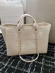 Chanel Shopping Tote Bag Canvas Full White 38x22x13cm - 3