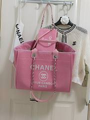 Chanel Shopping Tote Bag Canvas Pink 38x22x13cm - 6