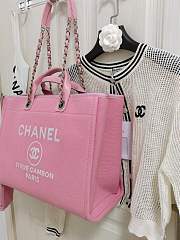 Chanel Shopping Tote Bag Canvas Pink 38x22x13cm - 3